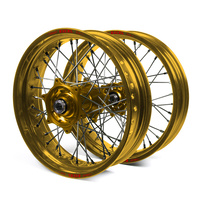 Honda Talon / Excel Supermoto Non Cush" Gold Rims / Gold Hubs Wheel Set CRF 250 X / 450 X 2004-16 (17*3.50 / 17*4.25)"