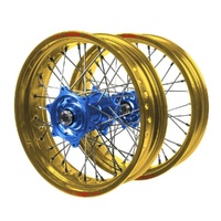 Husqvarna Talon Blue Hubs / Excel Gold Rims Supermotard Wheel Set