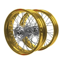 Gas Gas Talon Silver Hubs / Excel Gold Rims Supermotard Wheel Set
