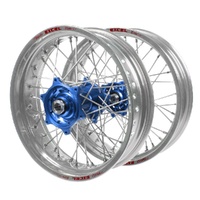Husqvarna Talon Blue Hubs / Excel Silver Rims Supermotard Wheel Set