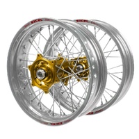 Husqvarna Talon Gold Hubs / Excel Silver Rims Supermotard Wheel Set