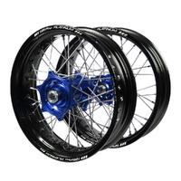 Husqvarna Talon Blue Hubs / SM Pro Platinum Black Rims Supermotard Wheel Set