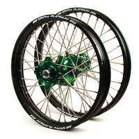 Kawasaki Talon / Platinum SNR MX Black Rims / Green Hubs Wheel Set KX 125-250 2004-05 / KXF 250 2004-05 (21 / 19*2.15)