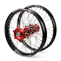 Gas Gas Talon / Platinum SNR MX Black Rims / Red Hubs Wheel Set All Model 2007-14 (21 / 18*2.15)