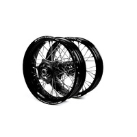 Gas Gas Talon / Platinum Supermoto Non Cush" Black Rims / Black Hubs Wheel Set All Model 2007-14 (17*3.50 / 17*4.25)"