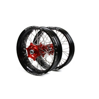 Gas Gas Talon / Platinum Supermoto Non Cush" Black Rims / Red Hubs Wheel Set All Model 2007-14 (17*3.50 / 17*4.25)"