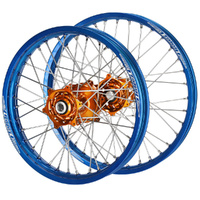 Husqvarna Talon Orange Hubs / Talon Blue Rims Wheel Set